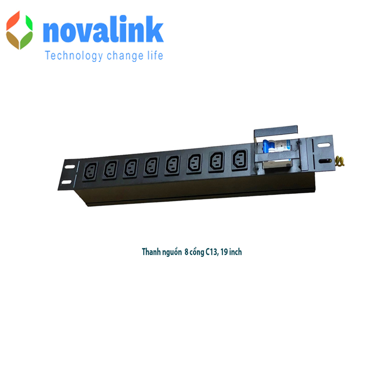 Thanh nguồn, ổ cắm PDU 8 ổ cắm chuẩn C13 chính hãng Novalink mã NV-66206A